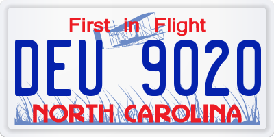 NC license plate DEU9020