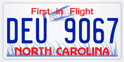 NC license plate DEU9067