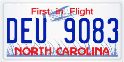 NC license plate DEU9083