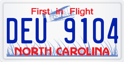 NC license plate DEU9104