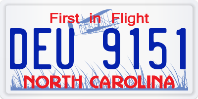NC license plate DEU9151