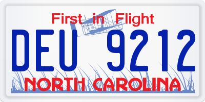 NC license plate DEU9212