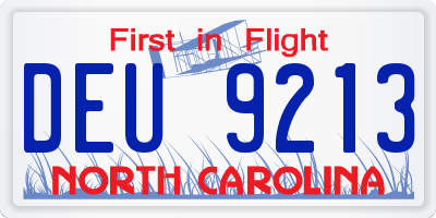 NC license plate DEU9213