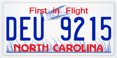 NC license plate DEU9215