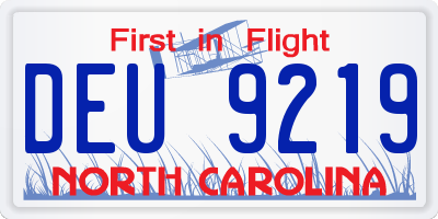 NC license plate DEU9219