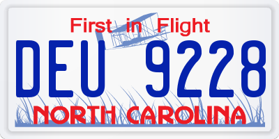 NC license plate DEU9228