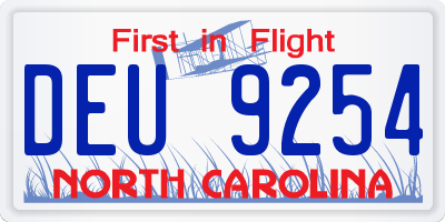 NC license plate DEU9254