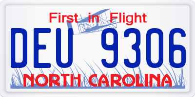 NC license plate DEU9306