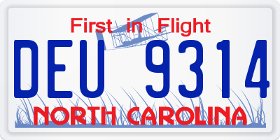 NC license plate DEU9314