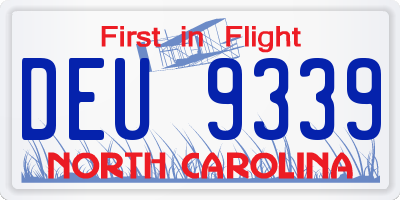NC license plate DEU9339