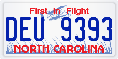 NC license plate DEU9393