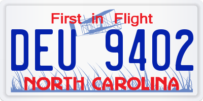 NC license plate DEU9402