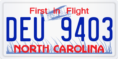 NC license plate DEU9403