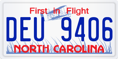 NC license plate DEU9406
