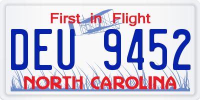 NC license plate DEU9452