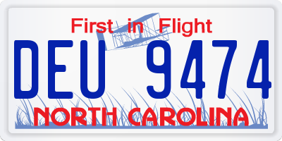 NC license plate DEU9474