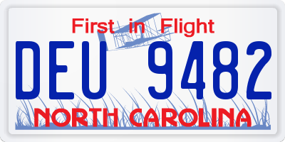 NC license plate DEU9482