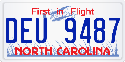 NC license plate DEU9487