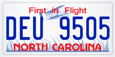 NC license plate DEU9505