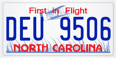 NC license plate DEU9506