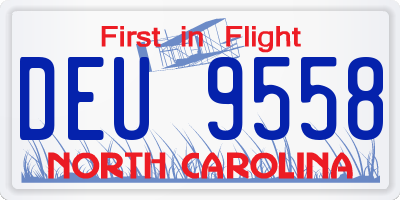 NC license plate DEU9558