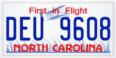 NC license plate DEU9608