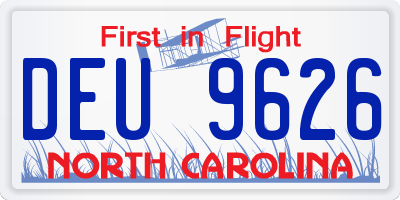 NC license plate DEU9626