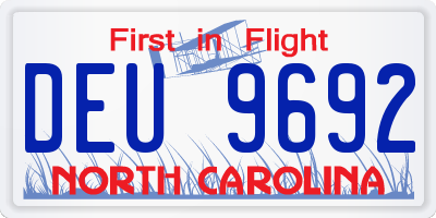 NC license plate DEU9692