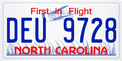 NC license plate DEU9728