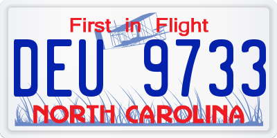 NC license plate DEU9733