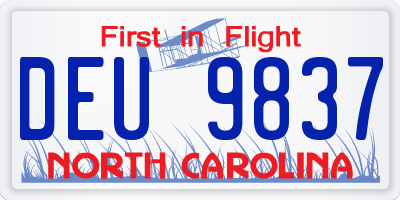 NC license plate DEU9837
