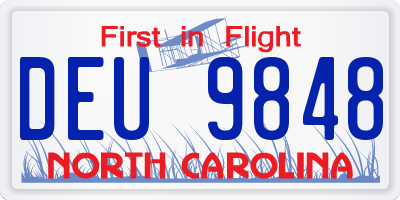NC license plate DEU9848