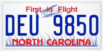 NC license plate DEU9850
