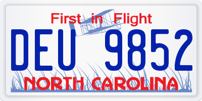 NC license plate DEU9852