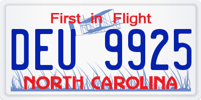 NC license plate DEU9925