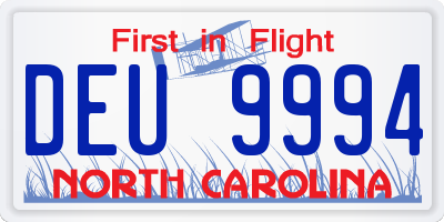 NC license plate DEU9994