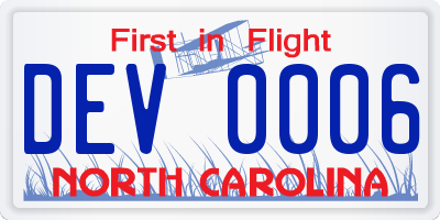 NC license plate DEV0006
