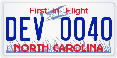 NC license plate DEV0040