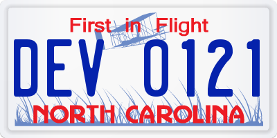 NC license plate DEV0121