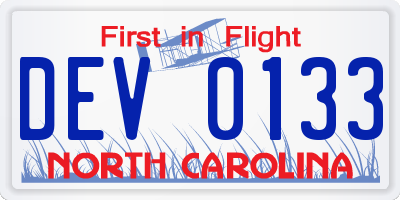 NC license plate DEV0133