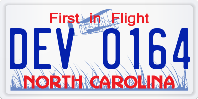NC license plate DEV0164