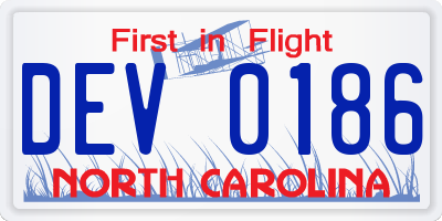 NC license plate DEV0186