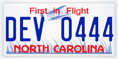 NC license plate DEV0444