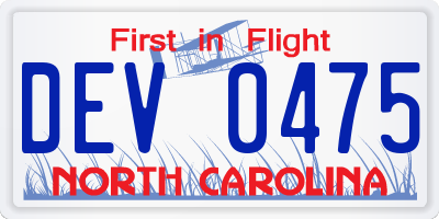NC license plate DEV0475