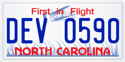 NC license plate DEV0590