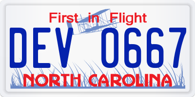 NC license plate DEV0667