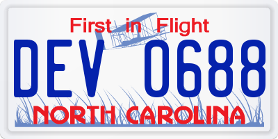 NC license plate DEV0688