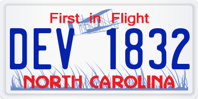 NC license plate DEV1832