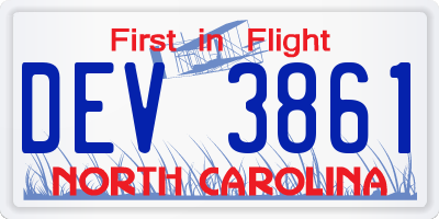 NC license plate DEV3861