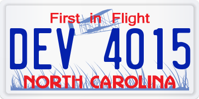 NC license plate DEV4015